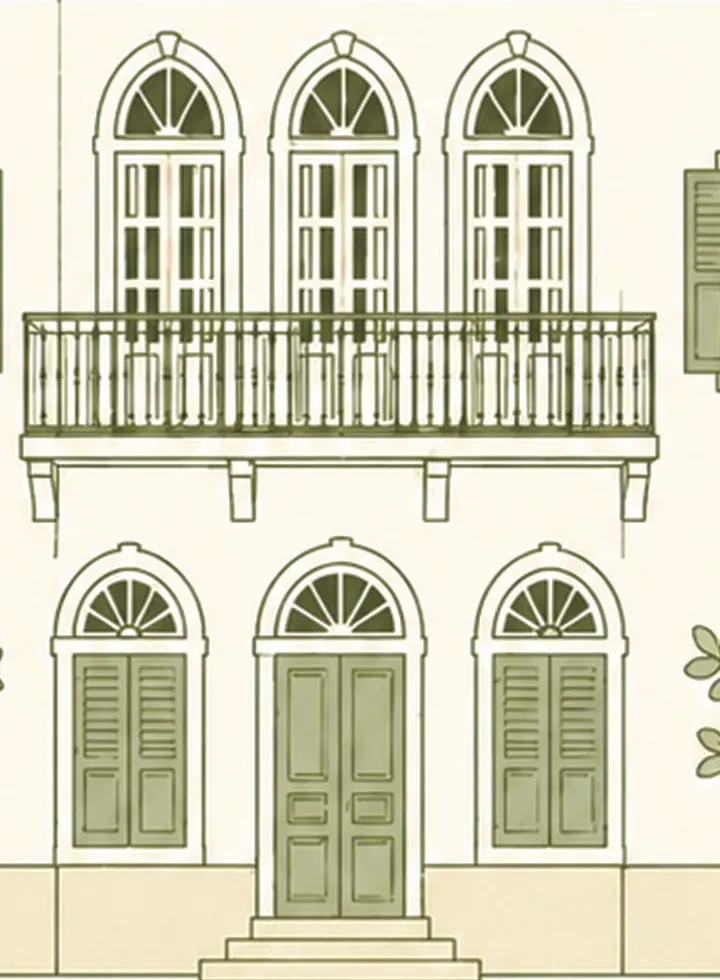 Detail from the house drawn on our menu cover